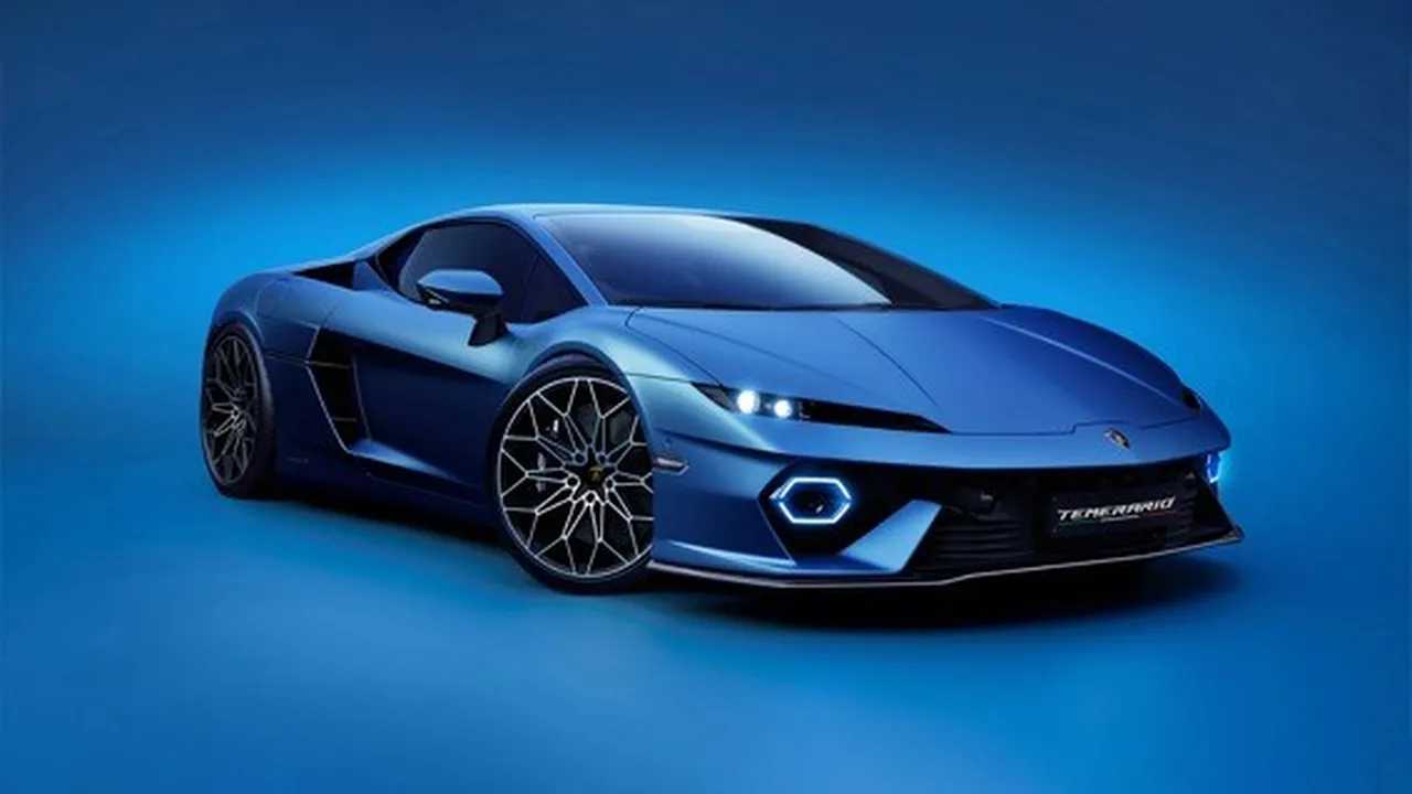 Lamborghini Temerario en azul: diseño futurista y líneas agresivas.